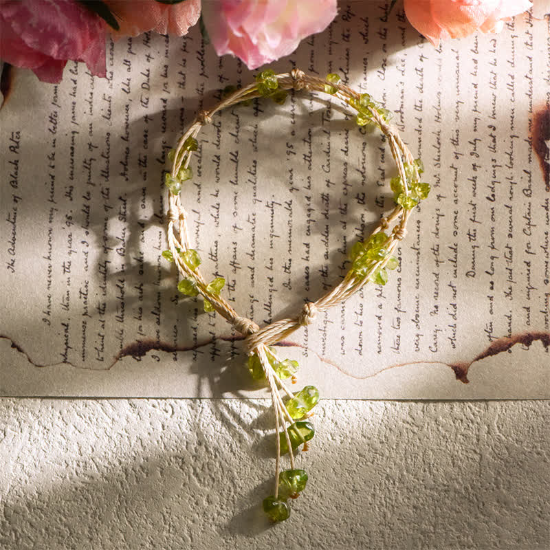 Olivenorma Natural Crushed Crystal Braided Flower Bracelet