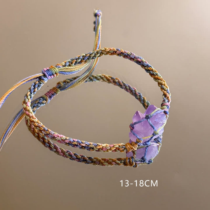 Olivenorma Handcrafted Colorful Natural Crystal Braided Flower Bracelet