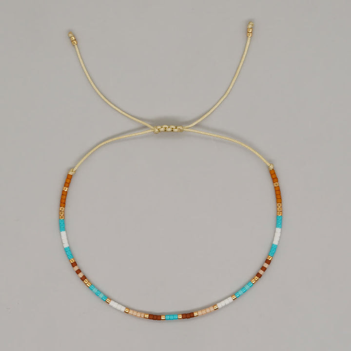 Olivenorma Colorful Rice Beads Drawstring Bracelet