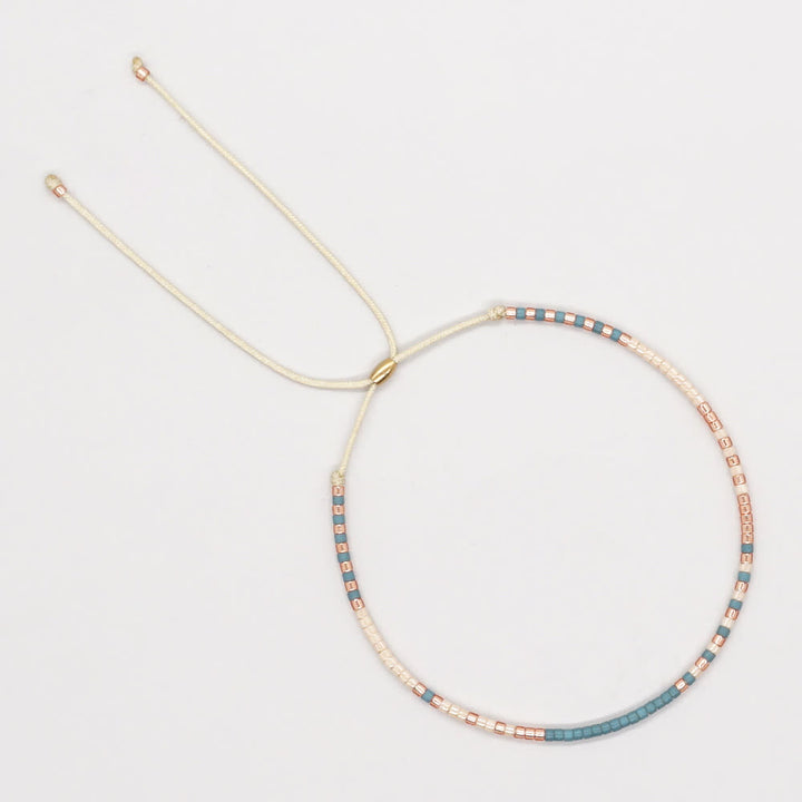 Olivenorma Colorful Rice Beads Beige Drawstring Bracelet