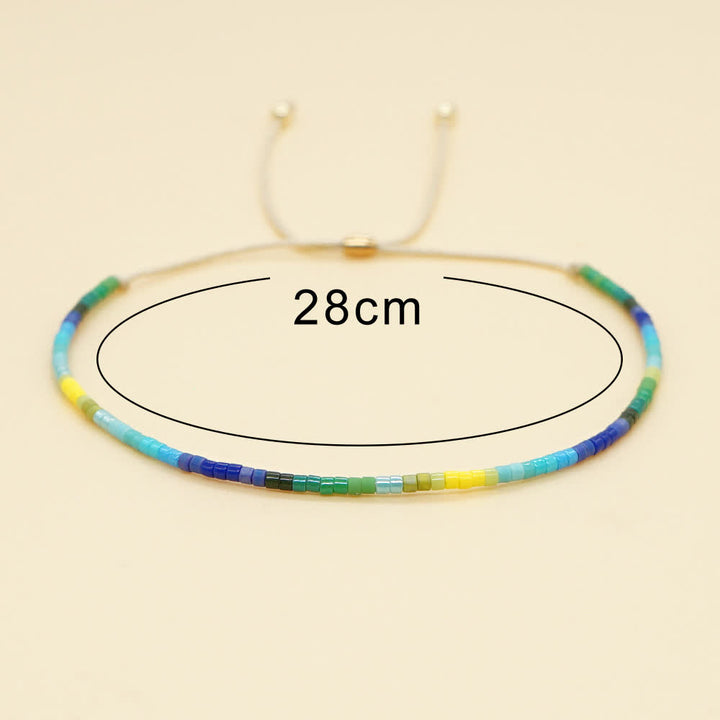Olivenorma Colorful Rice Beads Beige Drawstring Bracelet