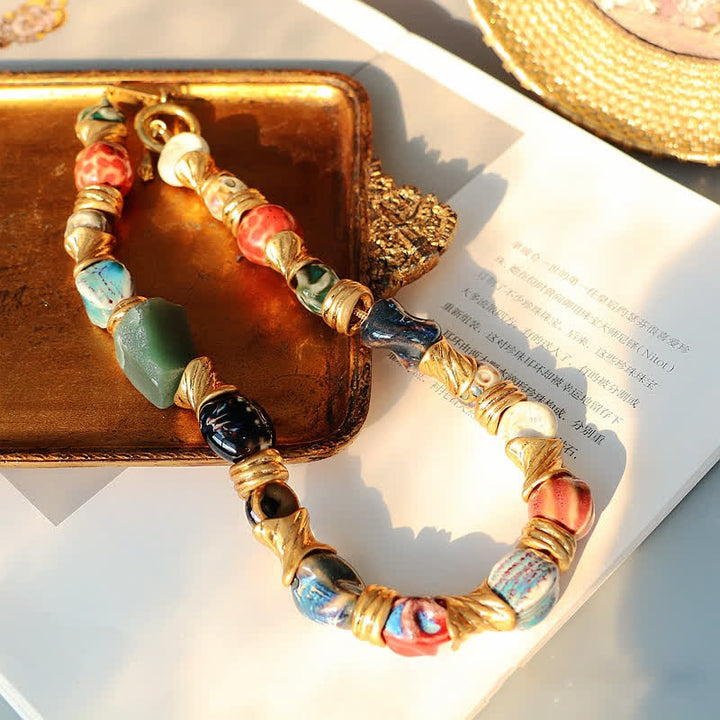 Olivenorma Irregular Natural Stone Ceramic Beaded Necklace