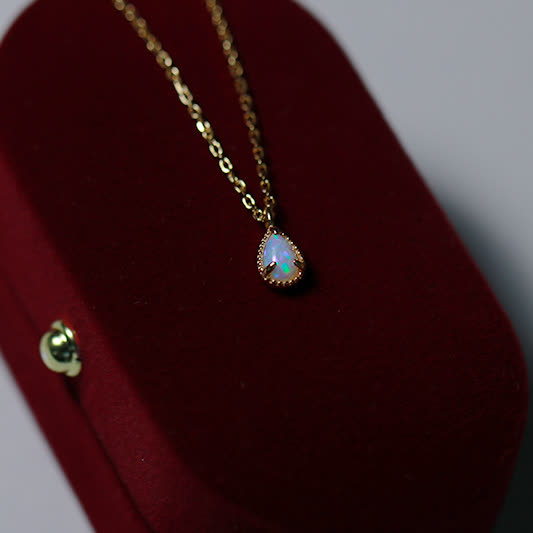 Olivenorma Natural Opal Water Drop Pendant Earrings Necklace