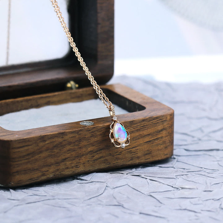Olivenorma Sterling Silver Natural Opal Vintage Style Necklace
