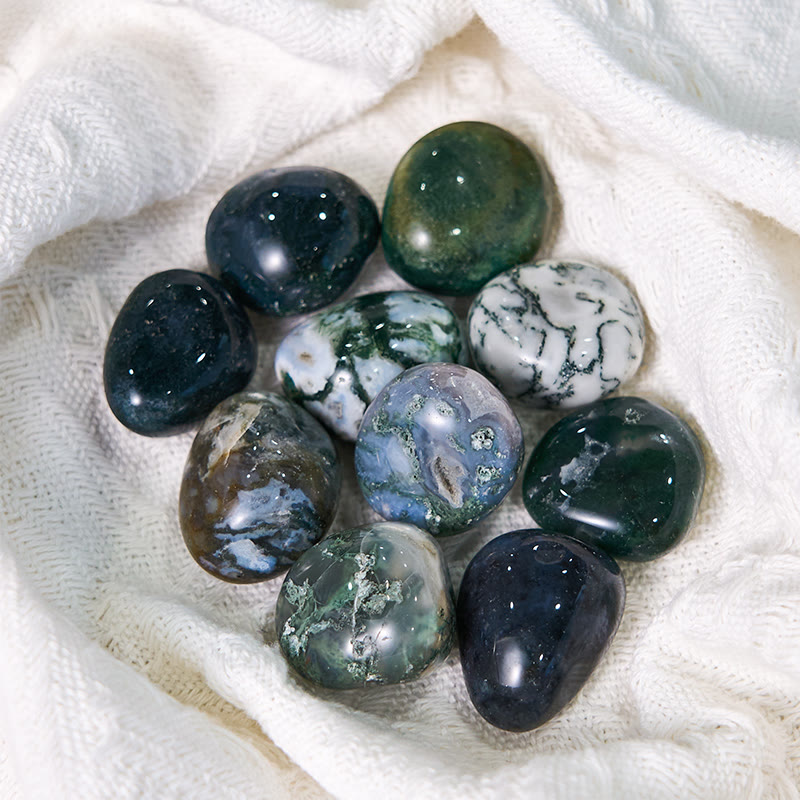 Olivenorma Real Natural Moss Agate Healing Tumbled Stone - image 3