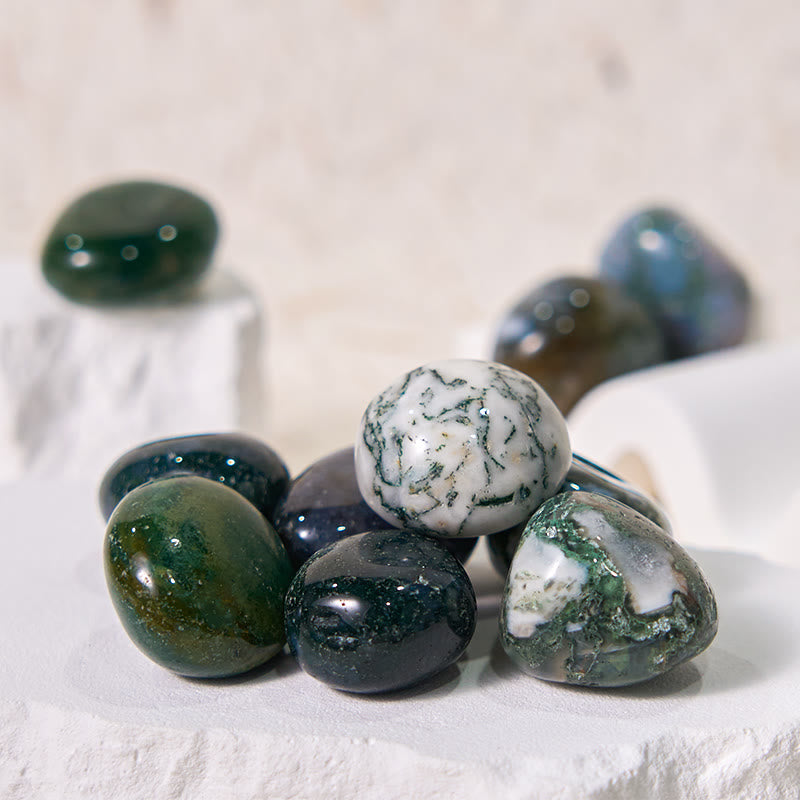 Olivenorma Real Natural Moss Agate Healing Tumbled Stone - image 4