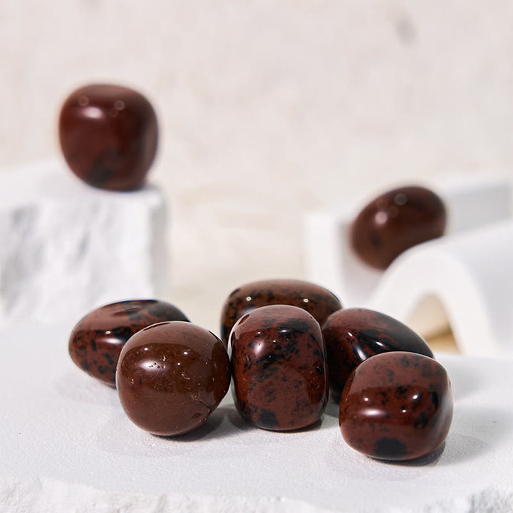 Olivenorma Natural Red Obsidian Tumbled Stone Set