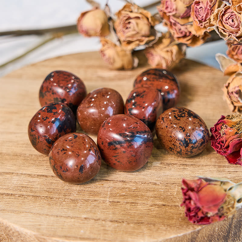 Olivenorma Natural Red Obsidian Tumbled Stone Set