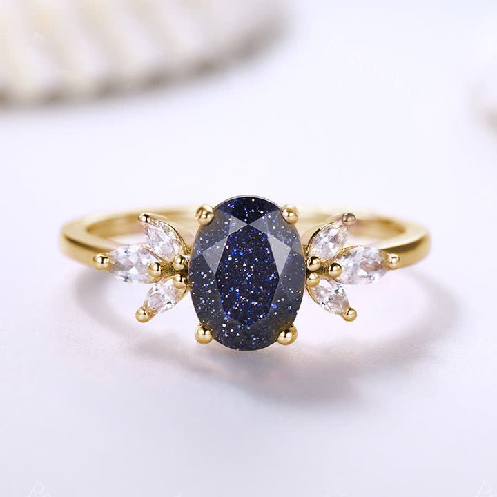 FREE Today: Oval Cut Blue Sandstone & Opal Zircon Leaf Ring - image 11