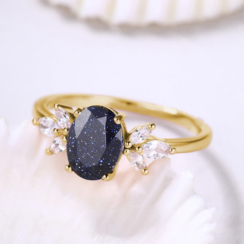 FREE Today: Oval Cut Blue Sandstone & Opal Zircon Leaf Ring - image 12