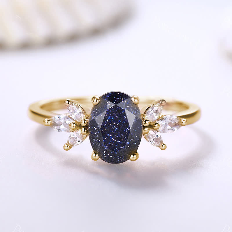 FREE Today: Oval Cut Blue Sandstone & Opal Zircon Leaf Ring - image 11
