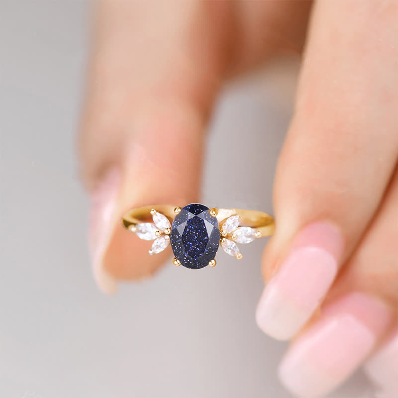 FREE Today: Oval Cut Blue Sandstone & Opal Zircon Leaf Ring - image 6
