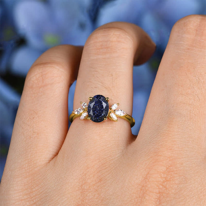 FREE Today: Oval Cut Blue Sandstone & Opal Zircon Leaf Ring - image 2