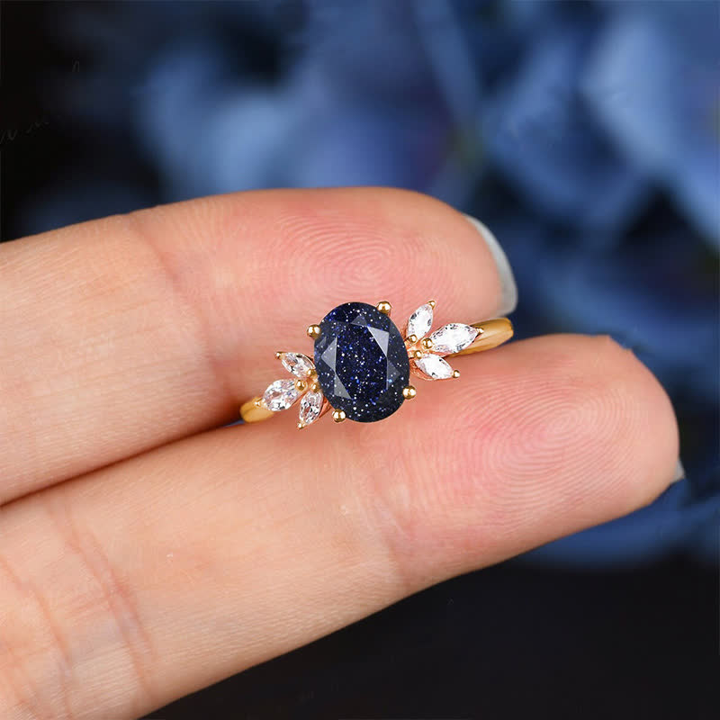 FREE Today: Oval Cut Blue Sandstone & Opal Zircon Leaf Ring - image 7