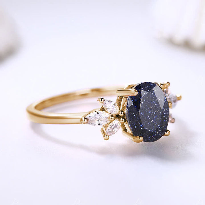 FREE Today: Oval Cut Blue Sandstone & Opal Zircon Leaf Ring - image 13