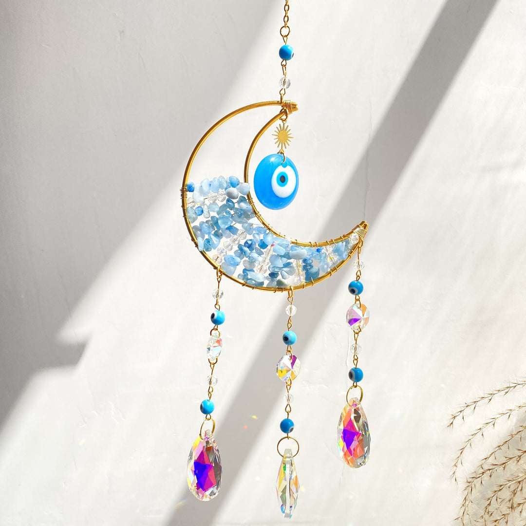 Olivenorma Natural Gem Evil Eye Proctection Suncatcher Wind Chimes