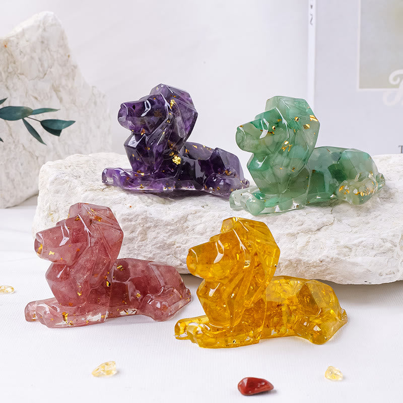 Olivenorma Natural Stone Lion Gemstone Decoration