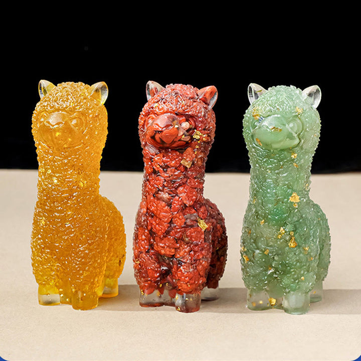 Olivenorma Natural Stone Alpaca Statue Gemstone Decoration