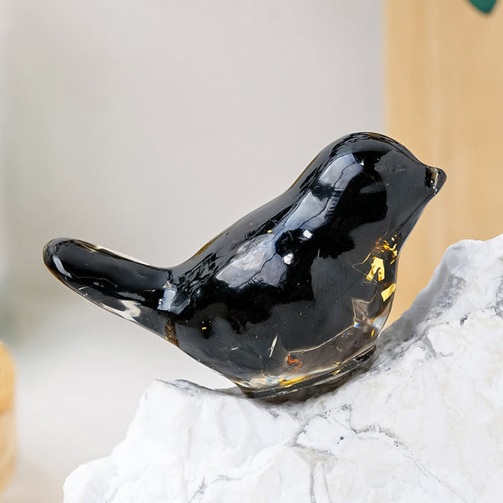 Olivenorma Natural Crystal Bird Sculpture Gemstone Decoration - Obsidian - image 17