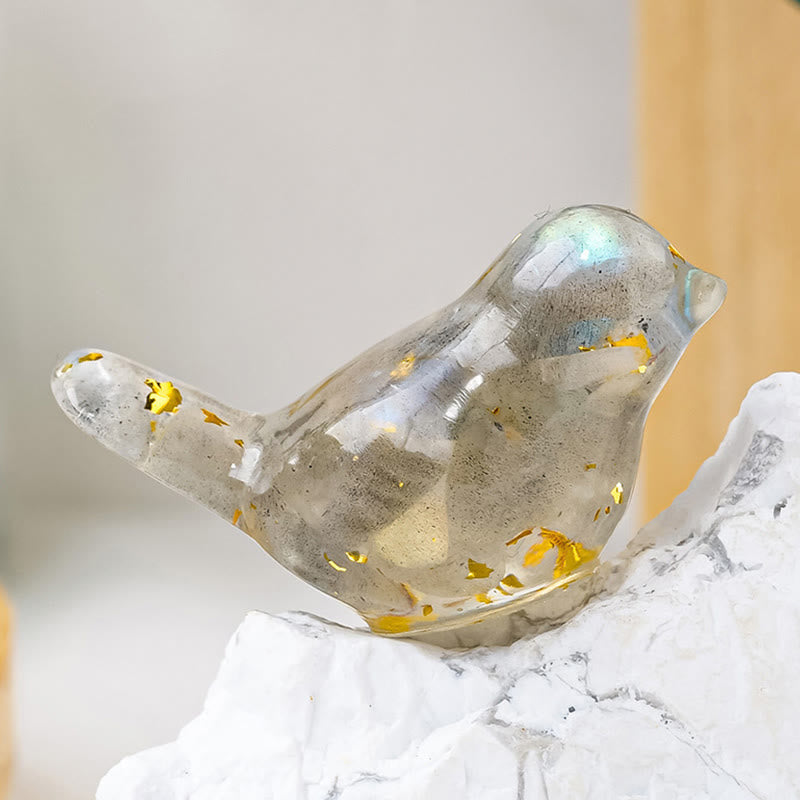 Olivenorma Natural Crystal Bird Sculpture Gemstone Decoration - Labradorite - Small: 3*2cm - image 7