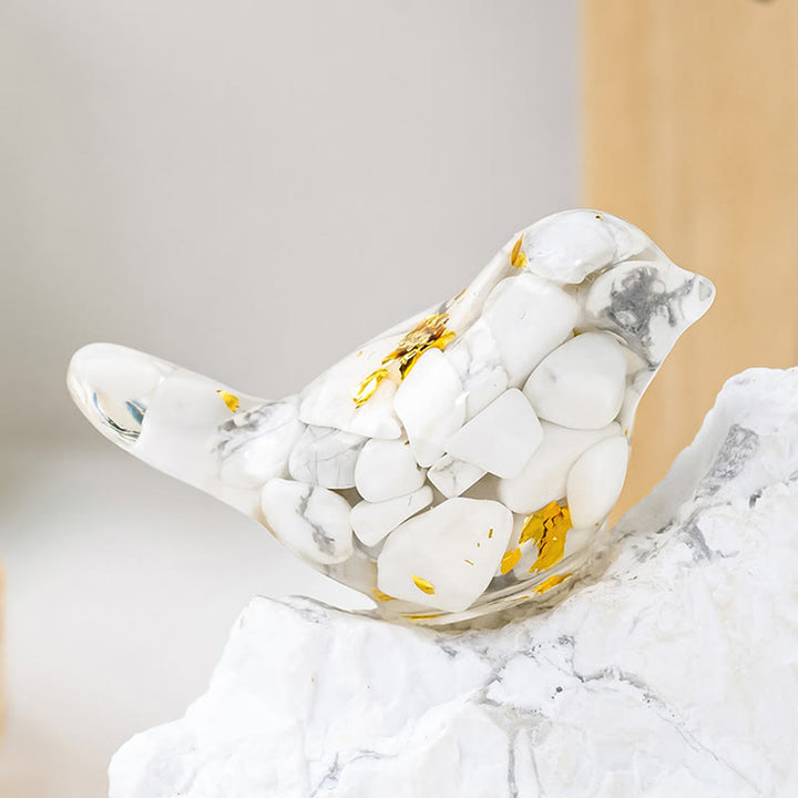 Olivenorma Natural Crystal Bird Sculpture Gemstone Decoration - White Turquoise - image 3