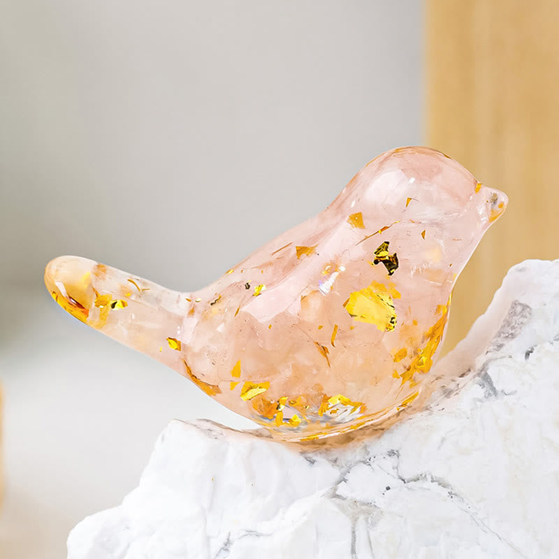 Olivenorma Natural Crystal Bird Sculpture Gemstone Decoration - Rose Quartz - image 13