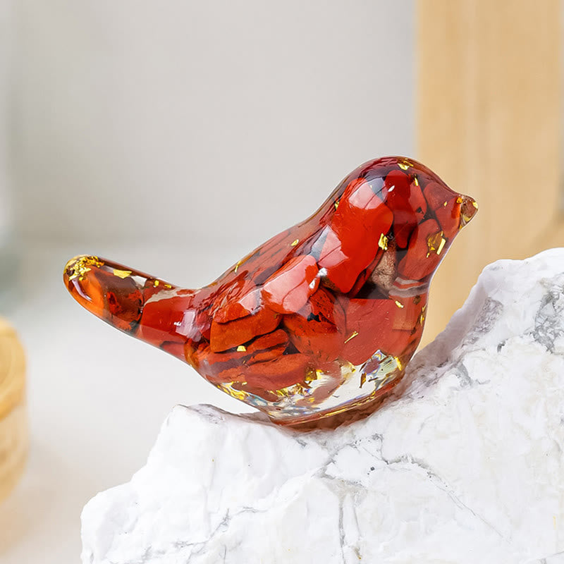 Olivenorma Natural Gemstone Bird Sculpture Decoration - Red Jasper - With Card - image 21