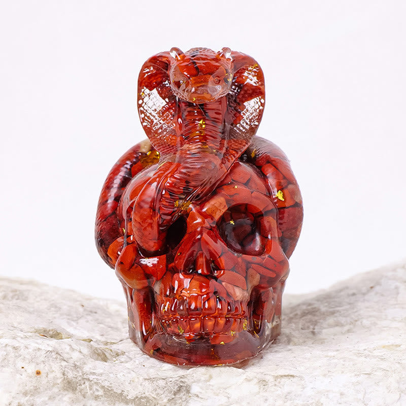 Olivenorma Real Stone Snake Skull Statue Gemstone Decoration