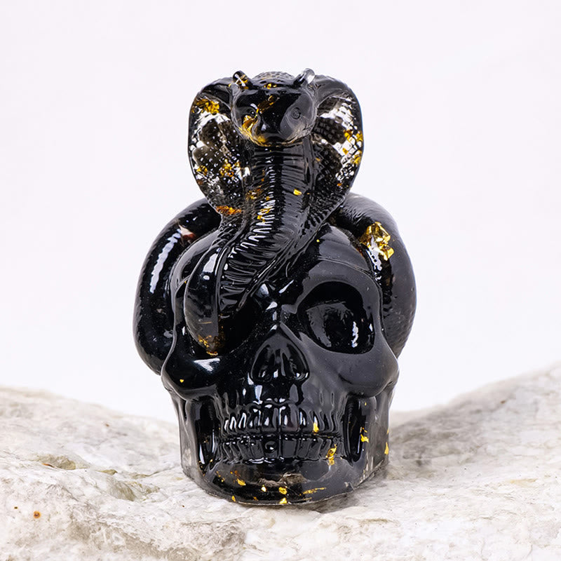 Olivenorma Real Stone Snake Skull Statue Gemstone Decoration