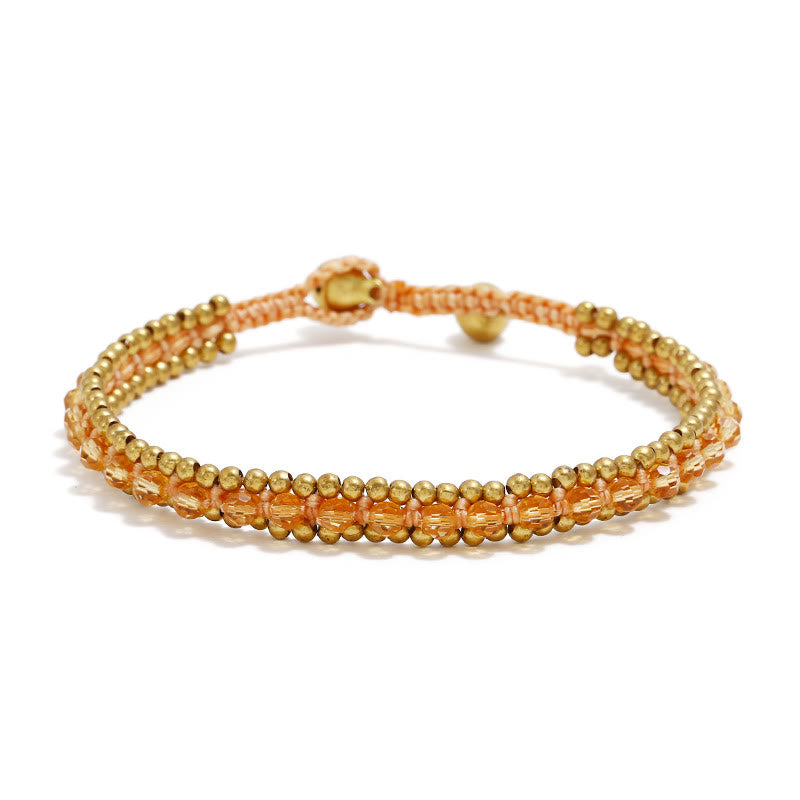 Olivenorma Natural Crystal Woven Beaded Anklet