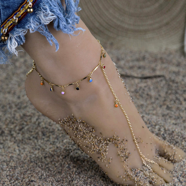 Olivenorma Natural Gemstone Barefoot Sandals Chain Anklet