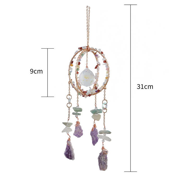 Olivenorma Natural Gravel Double Ring Suncatcher Pendant Wind Chime