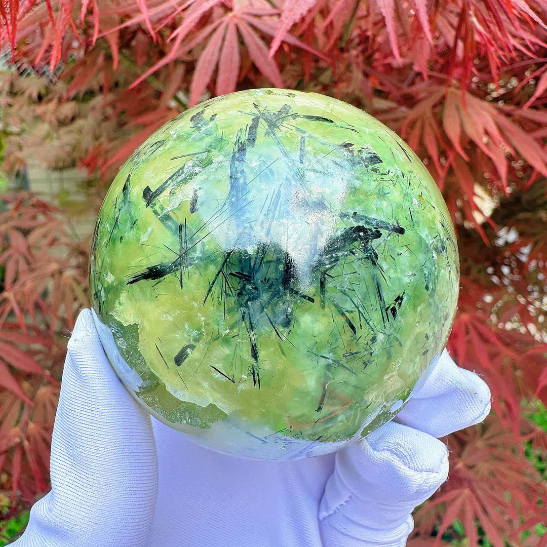 Olivenorma Natural Prehnite Crystal Sphere