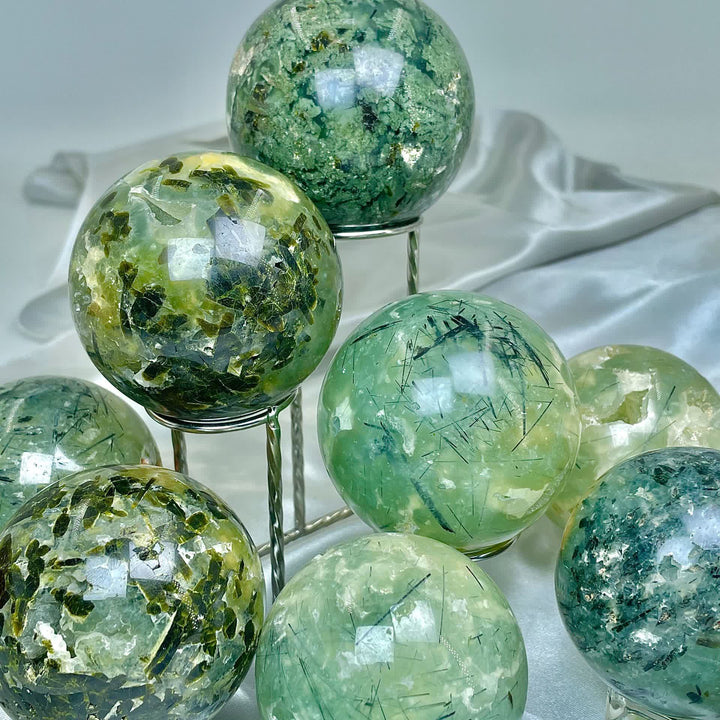 Olivenorma Natural Prehnite Crystal Sphere