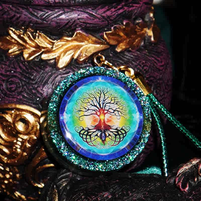 Olivenorma Green Fluorite Tree of Life Orgone Necklace