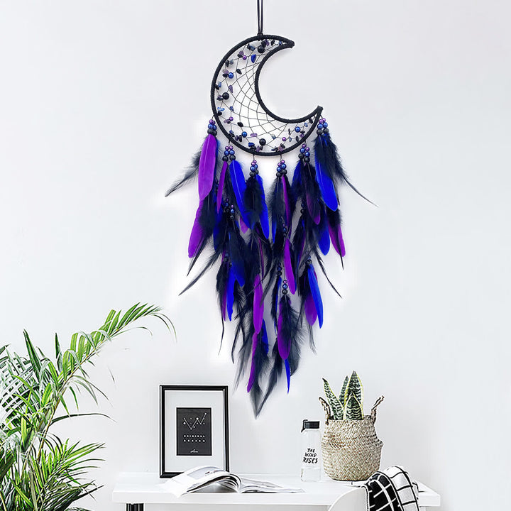 Olivenorma Moon Purple Pink Feather Dream Catcher