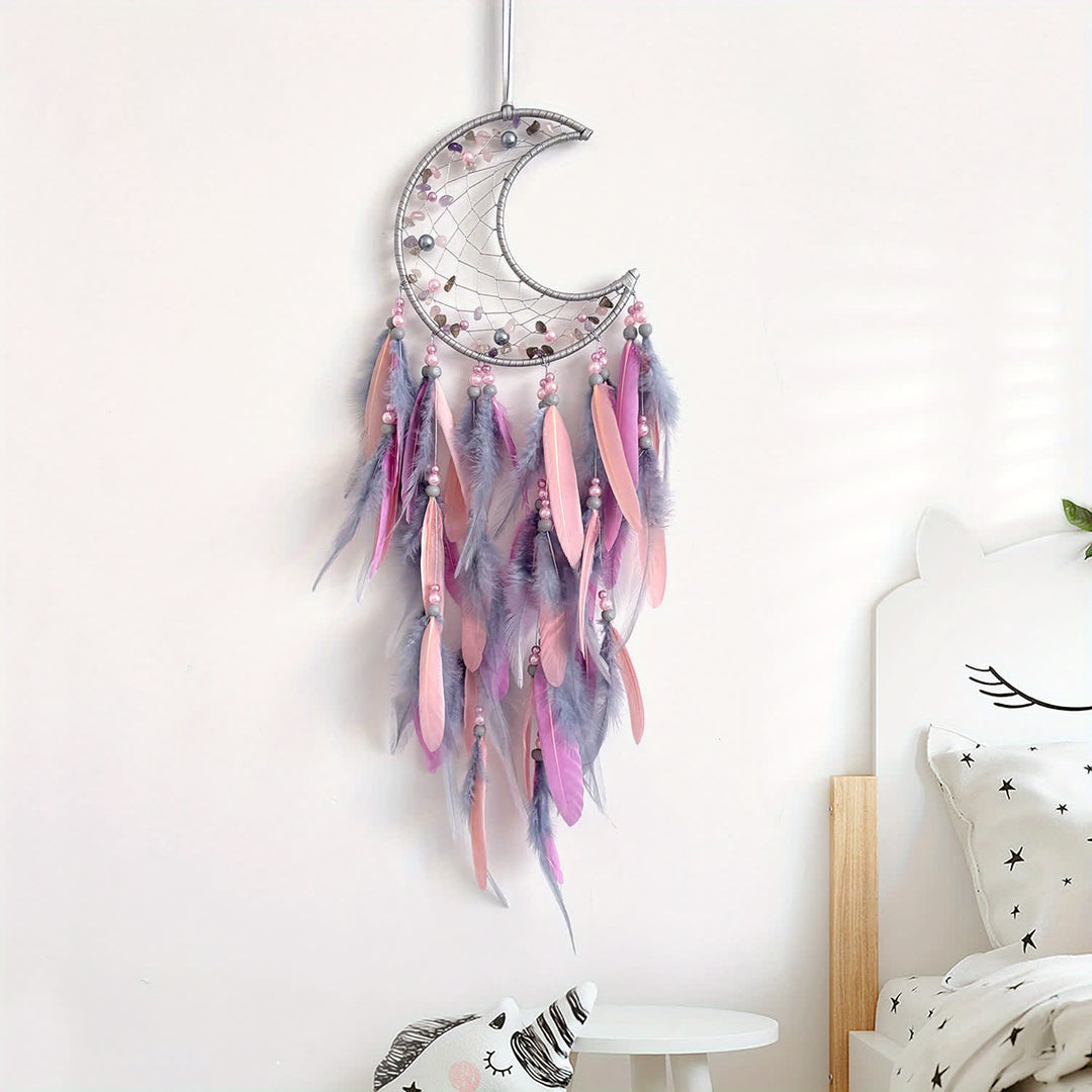 Olivenorma Moon Purple Pink Feather Dream Catcher