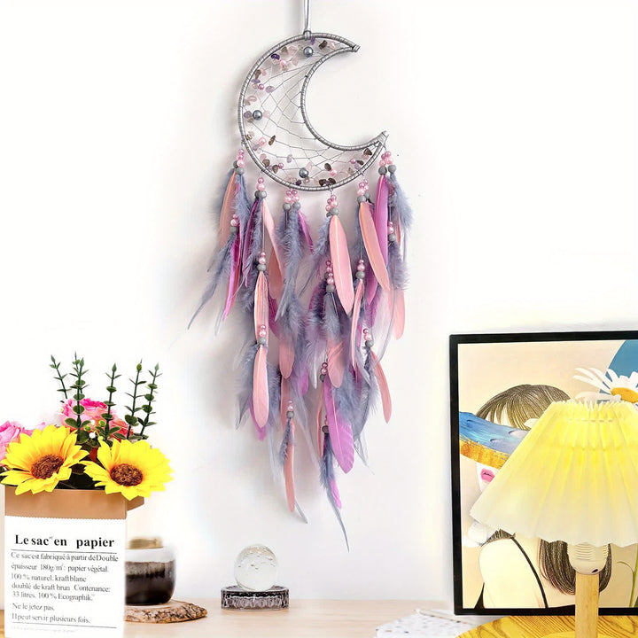 Olivenorma Moon Purple Pink Feather Dream Catcher