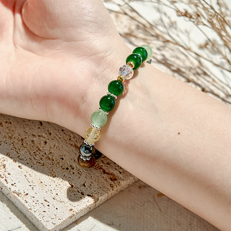 Olivenorma Natural Tiger Eye Green Aventurine Beaded Bracelet