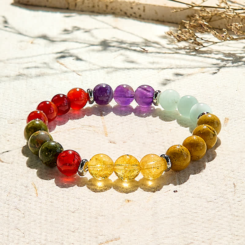 Olivenorma 8mm Five Natural Stone Beaded Bracelet