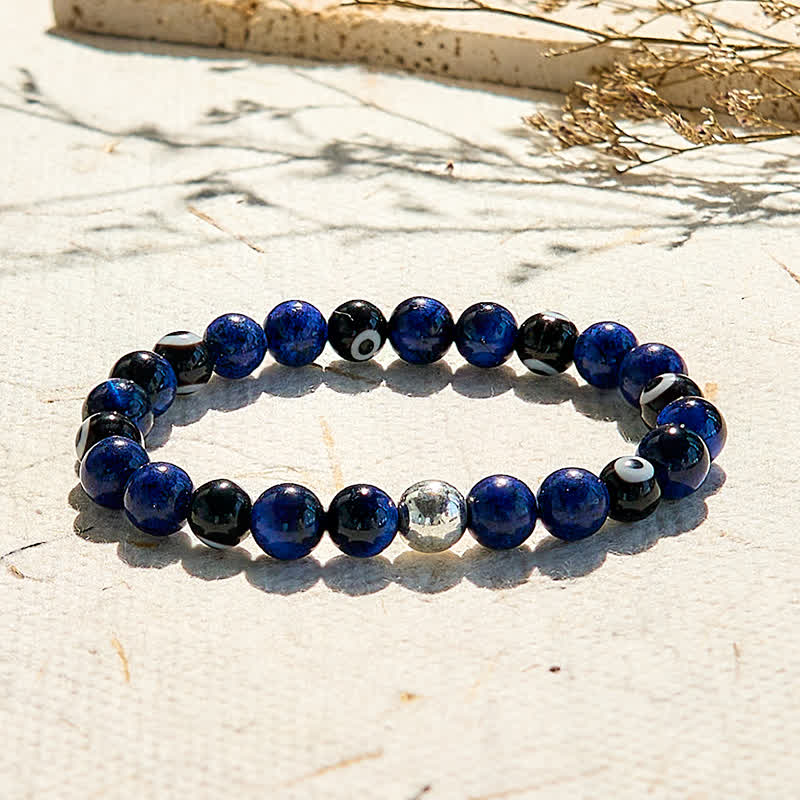 Olivenorma Natural Lapis Lazuli Evil Eye Beaded Bracelet