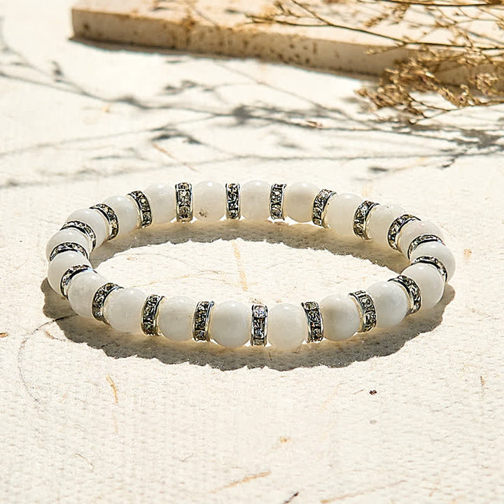 Olivenorma Natural White Jade Beaded Bracelet