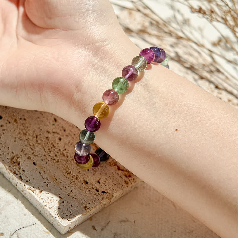 Olivenorma Natural Rainbow Fluorite Beaded Bracelet