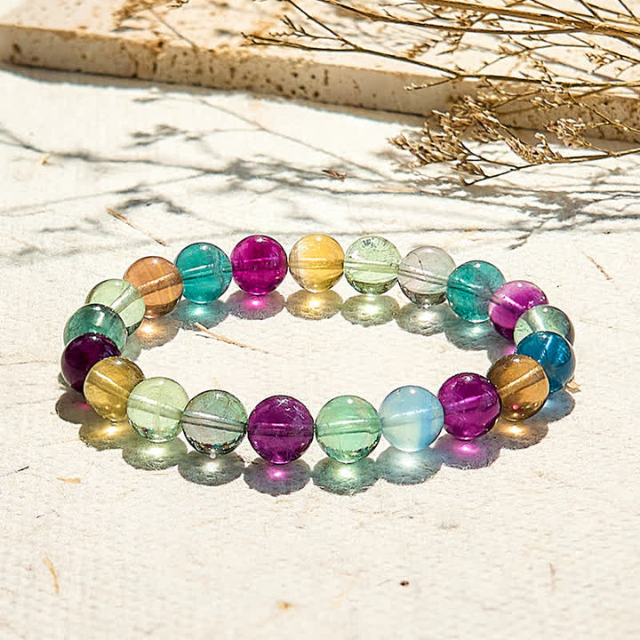 Olivenorma Natural Rainbow Fluorite Beaded Bracelet