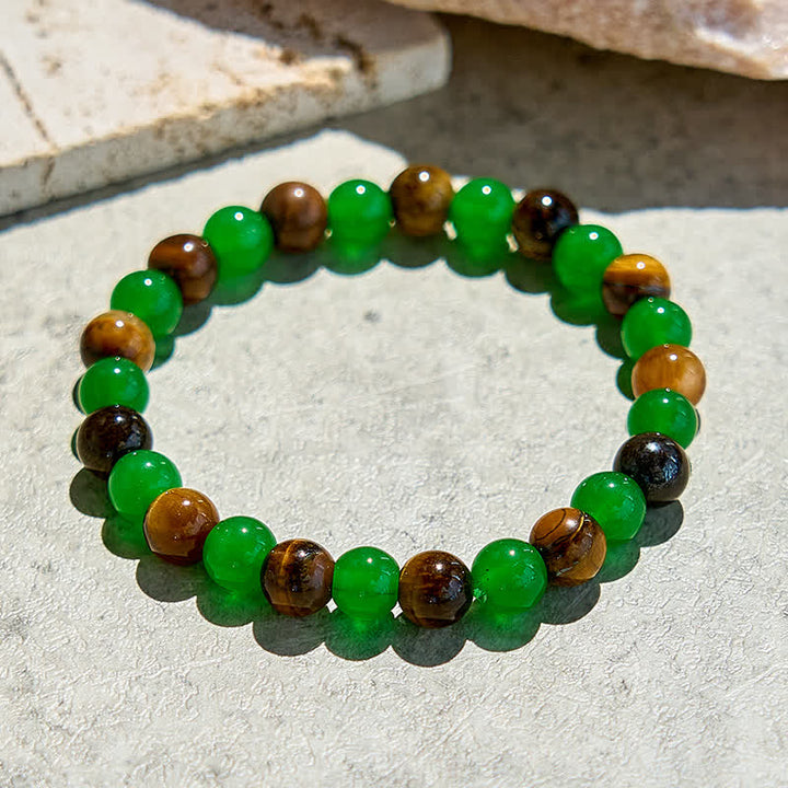 Olivenorma 8mm Green Aventurine Tiger Eye Beaded Bracelet