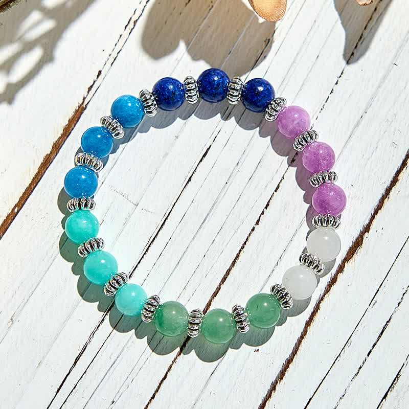 Olivenorma Natural Blue Apatite Amazonite Beaded Bracelet