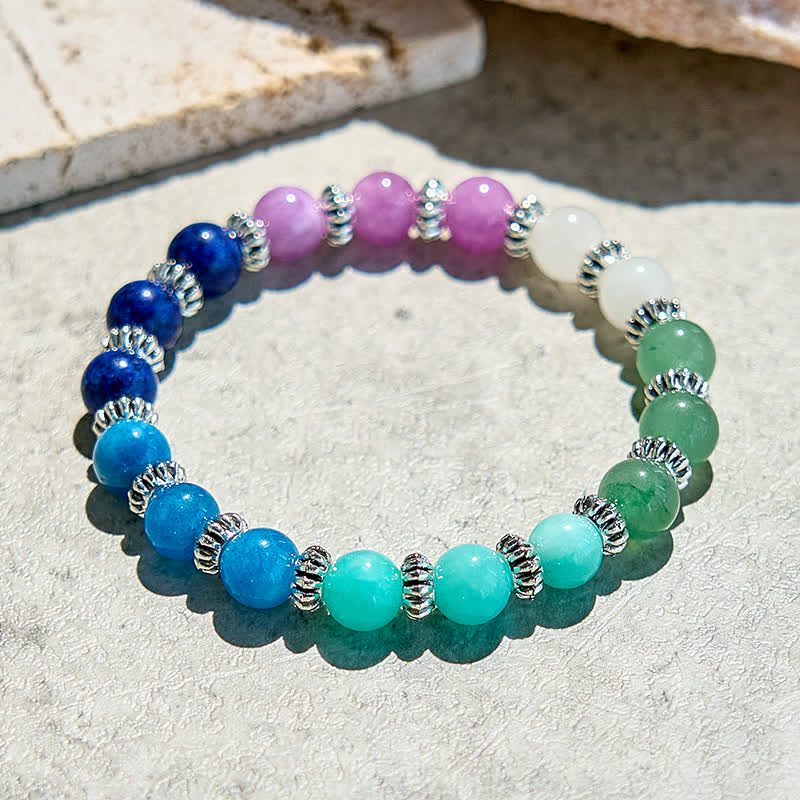 Olivenorma Natural Blue Apatite Amazonite Beaded Bracelet