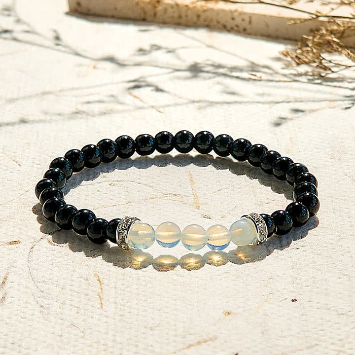 Olivenorma Natural Obsidian Opalite Beaded Bracelet