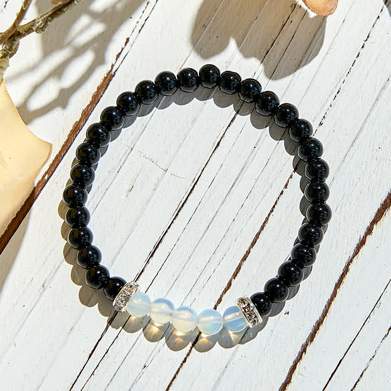 Olivenorma Natural Obsidian Opalite Beaded Bracelet