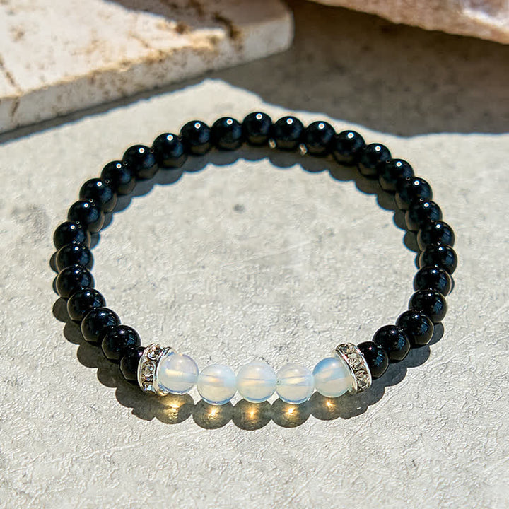 Olivenorma Natural Obsidian Opalite Beaded Bracelet